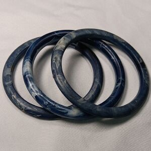 Vintage Blue Marbled Plastic Bangle Set